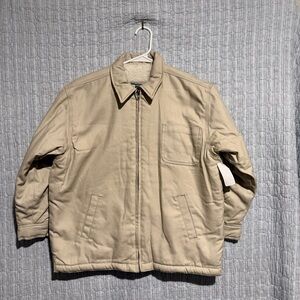 Men's Beige Sherpa-Lined Zip Front Jacket